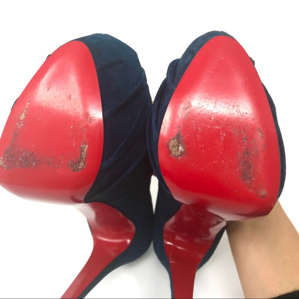 Christian Louboutin Drapesse Suede Platform Heels - Picture 5 of 8